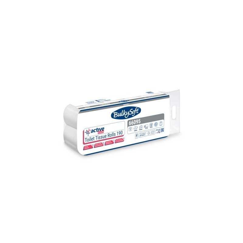 Carta igienica 2 veli Bulkysoft Active Clean in cellulosa - bianco - 12 conf. da 10 rotoli cad. - 66095.E20