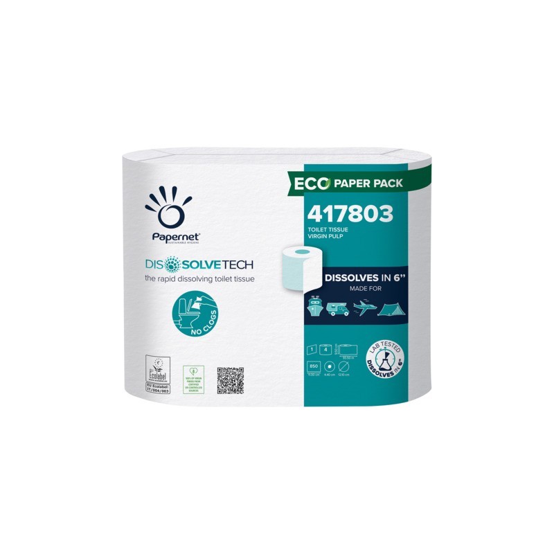 Carta igienica Papernet con tecnologia Dissolve Tech 1 velo - bianco - conf. 28 pz - 417803