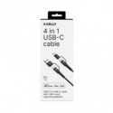 Cavo 4in1 USB-C/USB-C Celly USBC4IN1 con adattatori USB-A e Lightning - 2 m nero USBC4IN1BK