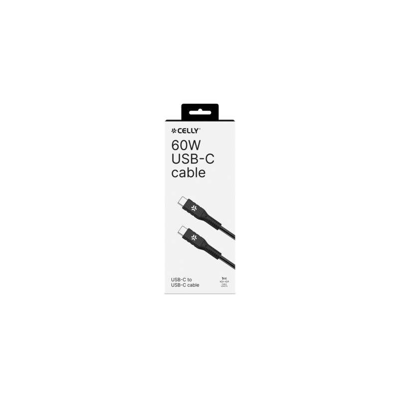 Cavo USB-C/USB-C in PVC Celly USBCUSBC 60W - 1 m nero USBCUSBCBK