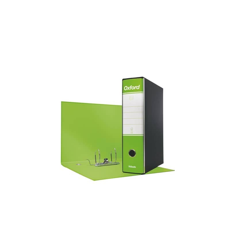 Registratore con custodia Esselte G83 Oxford commerciale 29,5x32 cm - dorso 8 cm verde lime - 390783600 (Conf.6)