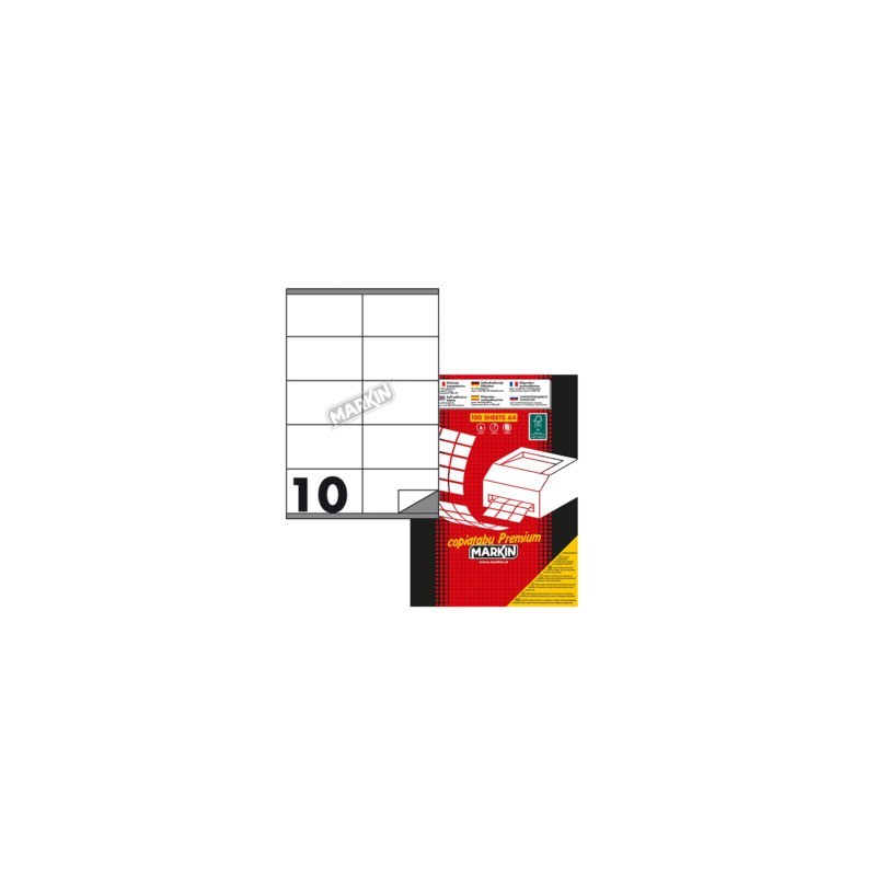 Etichette bianche permanenti Markin Copiatabu A4 - 10 et./ff - 105x57 mm - conf. 100 ff - X210C580