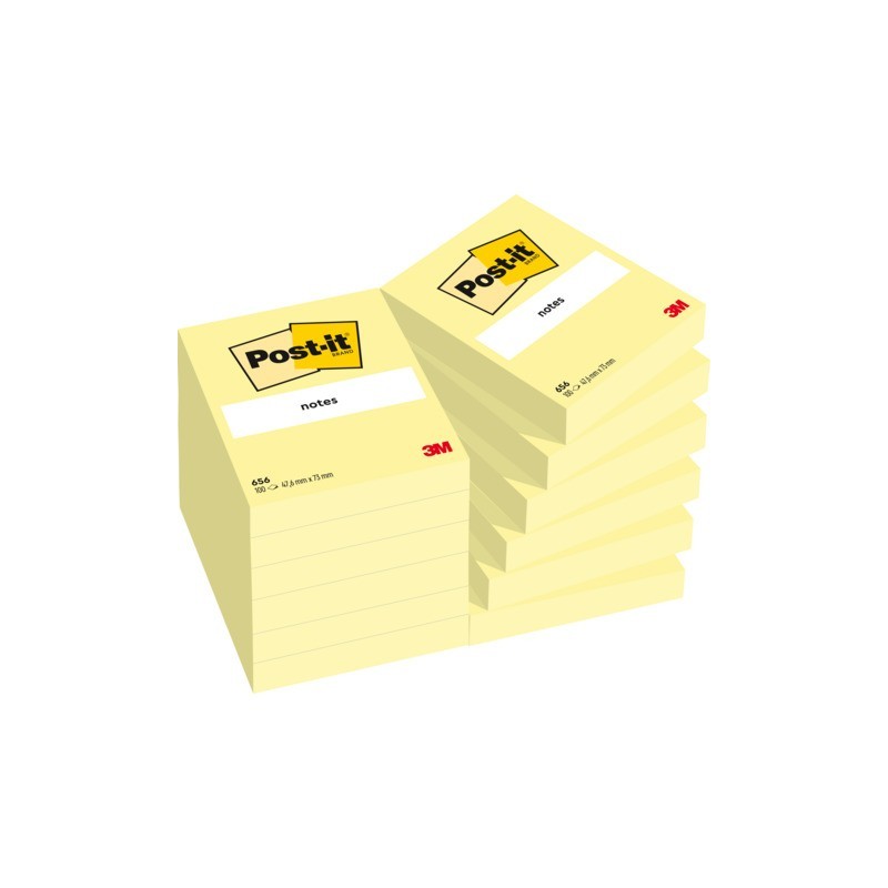 Foglietti riposizionabili classici Post-it® Notes 51x76 mm 100 ff Giallo Canary™  conf. da 12 - 656