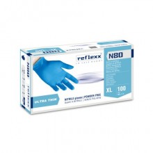 Guanti monouso in nitrile senza polvere Reflexx per pulizia/igiene ambidestri - TG XL DPI Cat. III conf. 100 pz N80B/XL