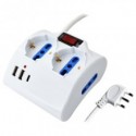 Multipresa da scrivania MKC con interruttore 2 prese bipasso 10/16A + 2 prese bipasso schuko + 2 USB-A e 1 USB-C