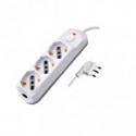 Multipresa con pulsante MKC 3 posizioni schuko bipasso 10/16A, spina 90° 16A 2P+T cavo 1,5 m - 492518887