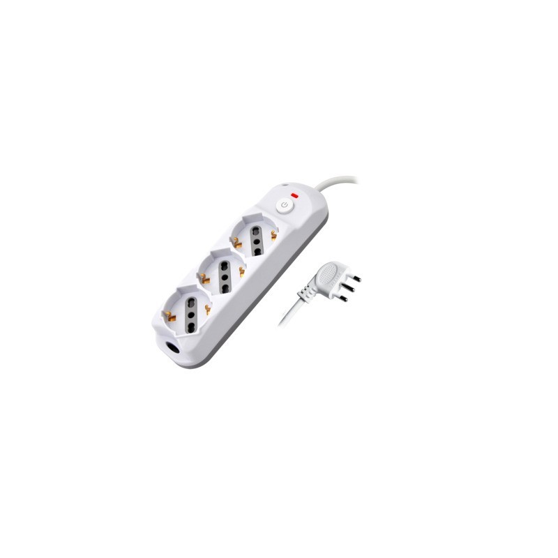Multipresa con pulsante MKC 3 posizioni schuko bipasso 10/16A, spina 90° 16A 2P+T cavo 1,5 m - 492518887