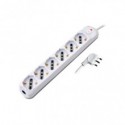 Multipresa con pulsante MKC 6 posizioni schuko bipasso 10/16A, spina 90° 16A 2P+T cavo 1,5 m - 492518890