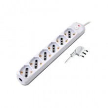 Multipresa con pulsante MKC 6 posizioni schuko bipasso 10/16A, spina 90° 16A 2P+T cavo 1,5 m - 492518890