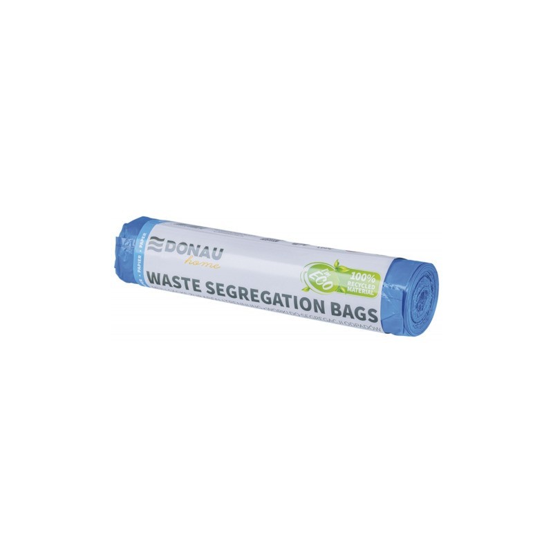Sacchi immondizia per raccolta differenziata carta Donau Home 120 L 110x70 cm - 35 µm blu - rotolo 10 pz