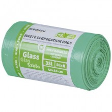 Sacchi immondizia per raccolta differenziata vetro Donau Home 35 L 60x50 cm - 20 µm verde - rotolo 50 pz