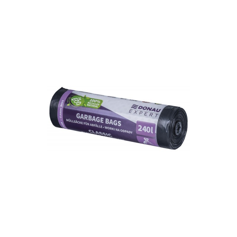 Sacchi immondizia per rifiuti inorganici Donau Expert 240 L 140x90 cm - 30 µm nero - rotolo 10 pz - 22387752-05