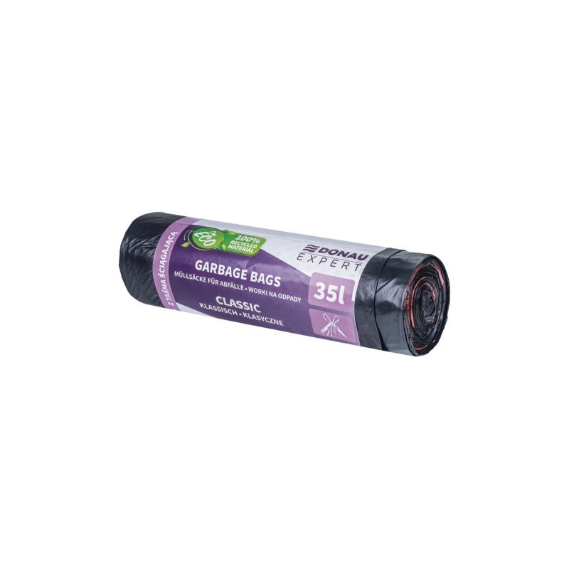 Sacchi immondizia per rifiuti inorganici Donau Expert 35 L 60x50 cm - 20 µm nero - rotolo 15 pz - 22383318-05