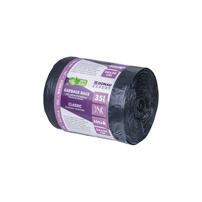 Sacchi immondizia per rifiuti organici Donau Expert 35 L 66x50 cm - 20 µm nero - rotolo 100 pz - 22384615-05