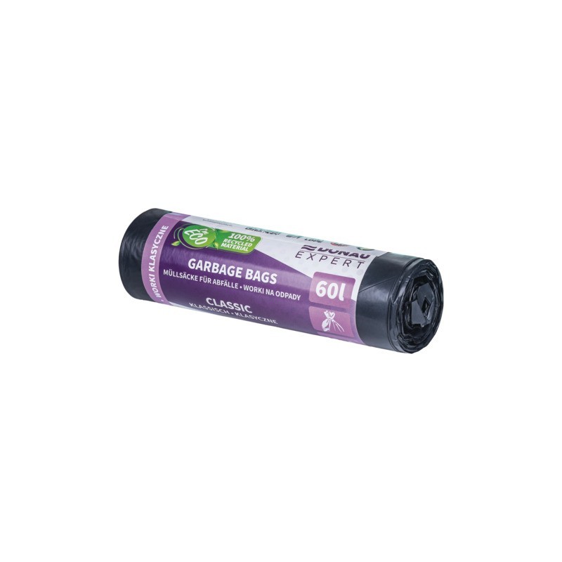 Sacchi immondizia per rifiuti inorganici Donau Expert 60 L 72x60 cm - 24 µm nero - rotolo 10 pz - 22387722-05