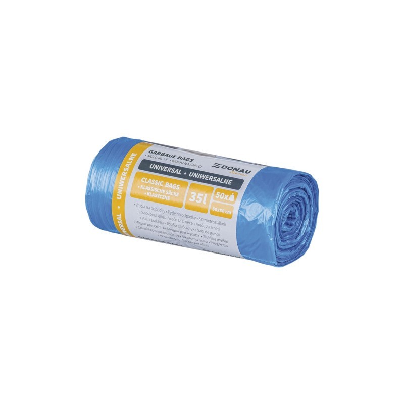 Sacchi immondizia per rifiuti inorganici Donau Home 35 L 60x50 cm - 8,5 µm blu - rotolo 50 pz - 22557713-01