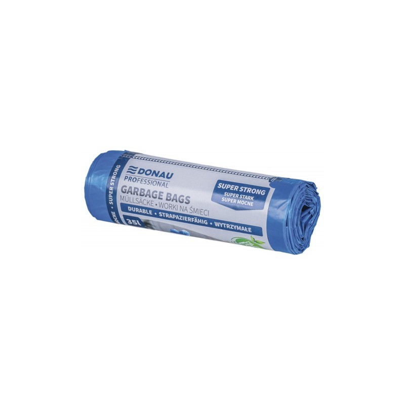 Sacchi immondizia per rifiuti inorganici Donau Professional 35 L 57x49 cm - 27 µm blu - rotolo 15 pz - 22213318-01
