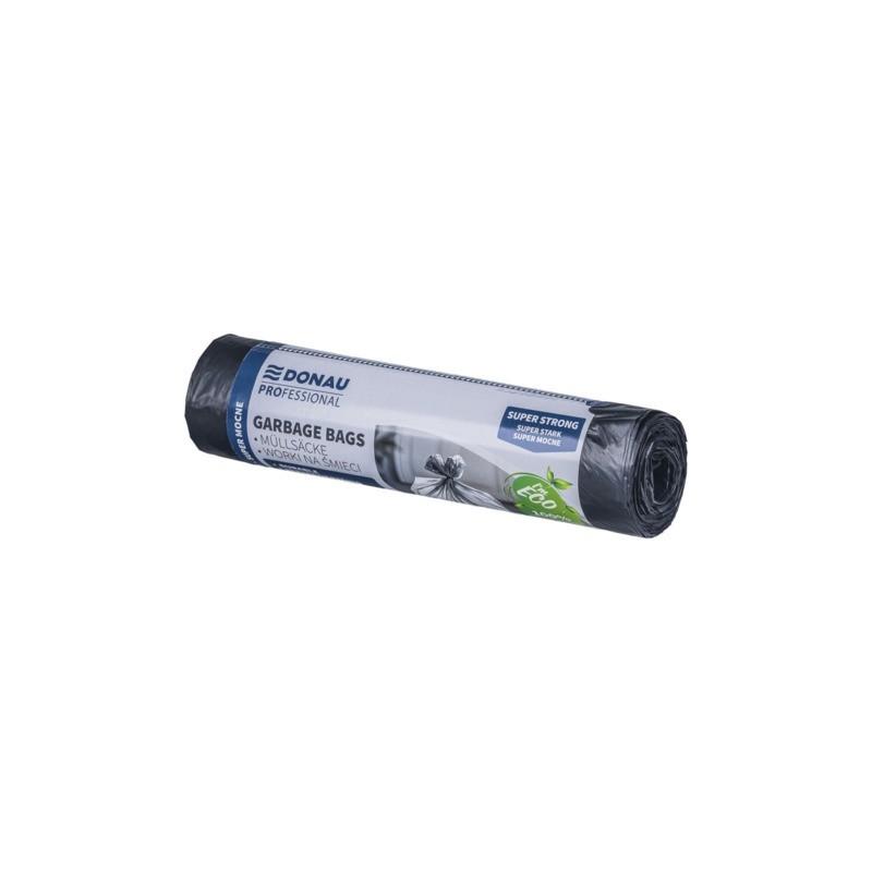 Sacchi immondizia per rifiuti inorganici Donau Professional 60 L 69x62 cm - 31 µm nero - rotolo 10 pz - 22213322-05