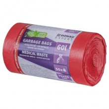 Sacchi immondizia per rifiuti sanitari Donau Expert 60 L 70x60 cm - 20 µm rosso - rotolo 50 pz - 22387723-04