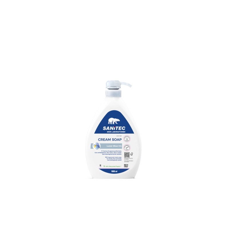 Crema di sapone profumata idratante Sanitec Luxor Blue Iris con antibatterico 1 L - 1020