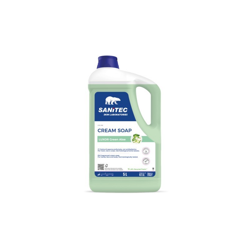 Crema di sapone profumata idratante Sanitec Luxor Green Aloe con antibatterico 5 L - 1081