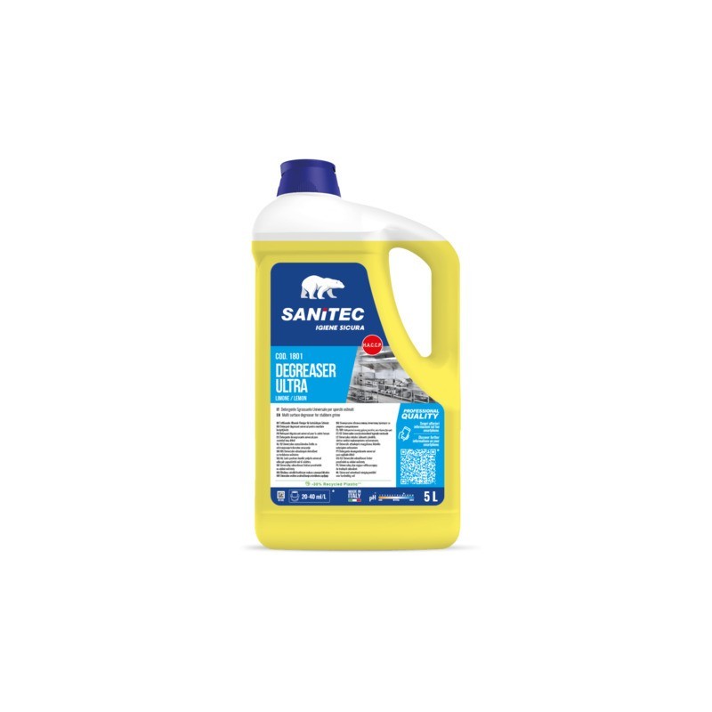 Detergente Sgrassante universale per sporchi ostinati Sanitec Degreaser Ultra 5 L / 5,1 Kg limone - 1801