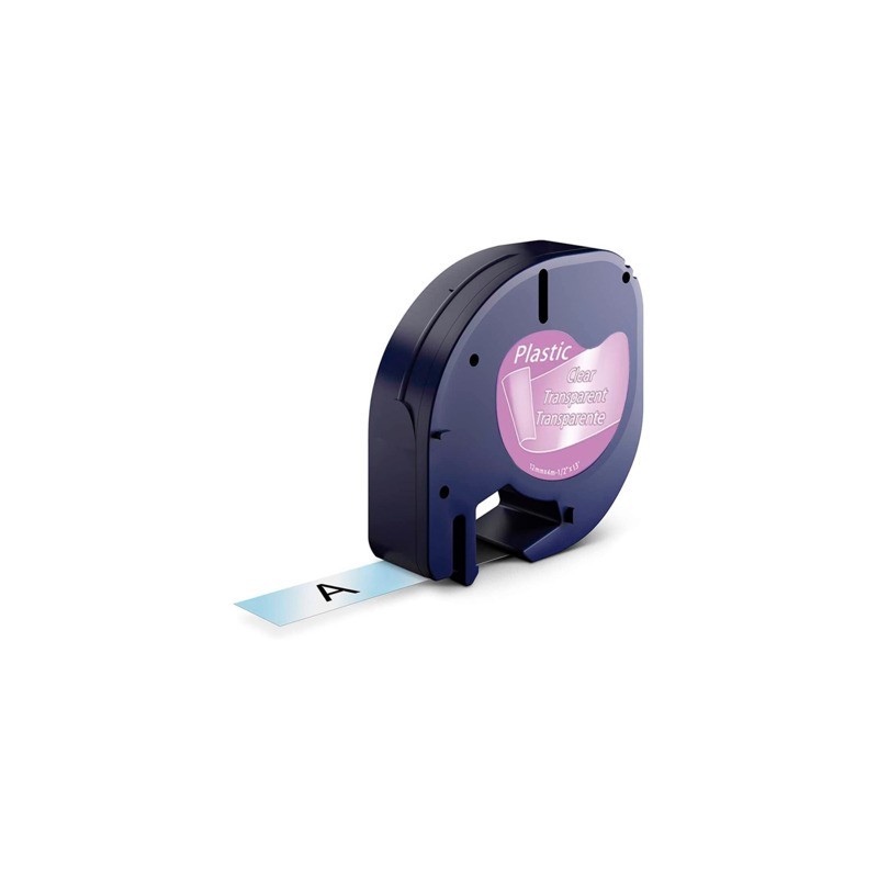 Nastro per etichettatrice Q-Connect compatibile con Dymo LetraTag - ABS - nero/trasparente - 12 mm x 4 m - KF18837