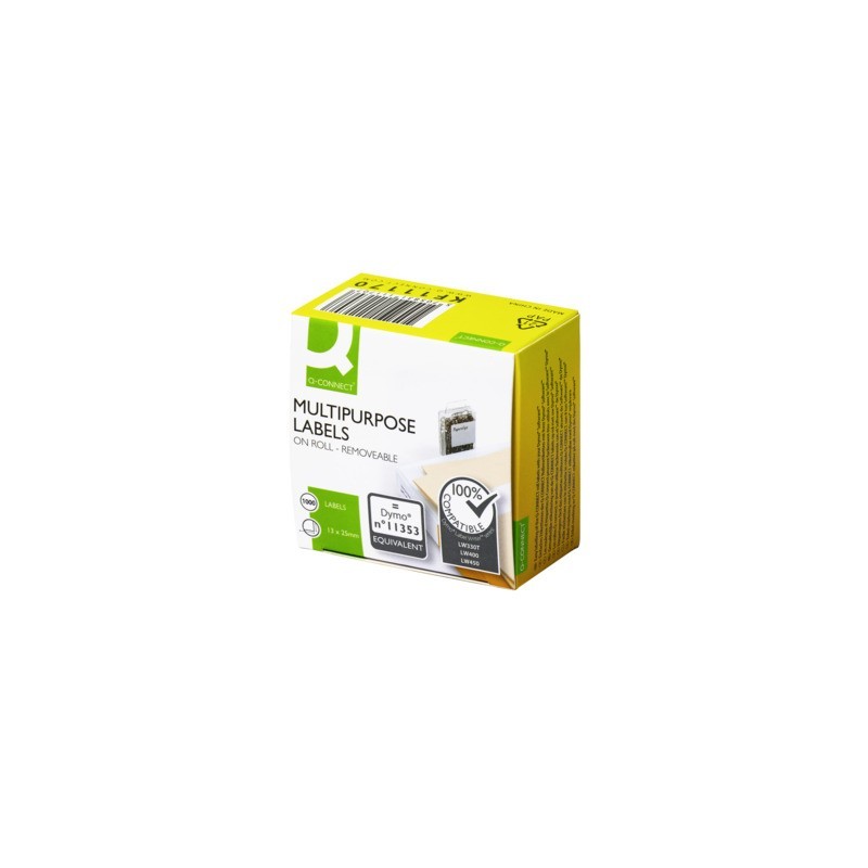 Nastro Q-Connect compatibile con etichettatrici Dymo LabelWriter 13x25 mm rotolo 1000 etichette - KF11170