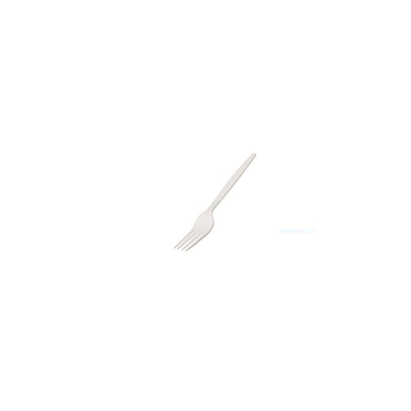Forchette monouso in CPLA biodegradabile e compostabile Leone bianco - 16 cm - conf. 50 pz - Q2041.S
