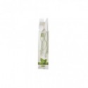 Set forchetta, coltello e tovagliolo in CPLA biodegradabile e compostabile Leone bianco - conf. 250 pz - Q2048.S