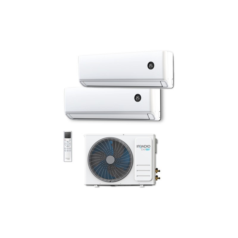 Condizionatore con pompa di calore R32 unità esterna + dual split Irradio Belair 18.000 BTU + 9000 BTU + 9000 BTU