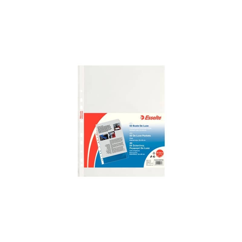 Buste a perforazione universale lisce Esselte Copy Safe 22x30 cm Deluxe alto spessore - conf.50 - 395097500