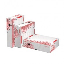 Scatola archivio Esselte SPEEDBOX dorso 8 cm bianco/rosso 8x25x35 cm - apertura ampia - 623910 (Conf.25)