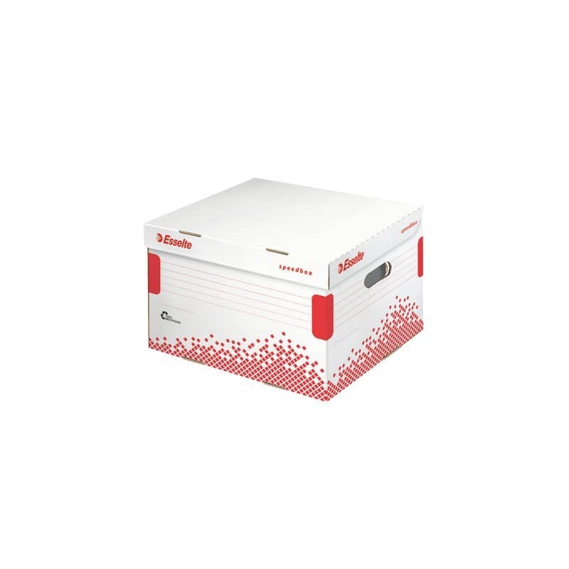 Scatola archivio Esselte SPEEDBOX con coperchio integrato bianco/rosso 36,4x26,3x43,3 cm - 623913 (Conf.15)