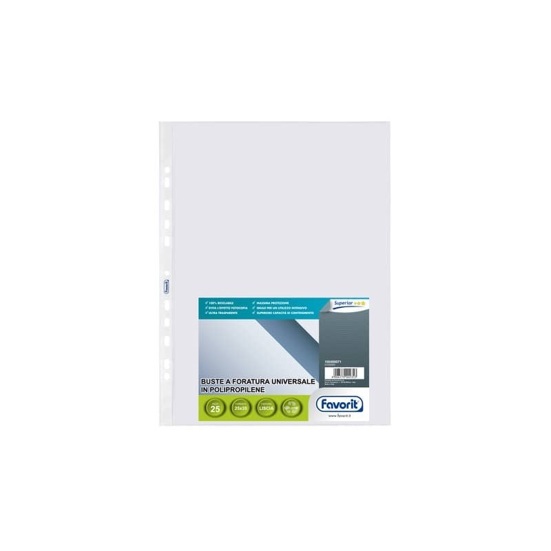 Buste trasp. a foratura universale FAVORIT liscia superior 25x35 cm conf. da 25 - 100460071