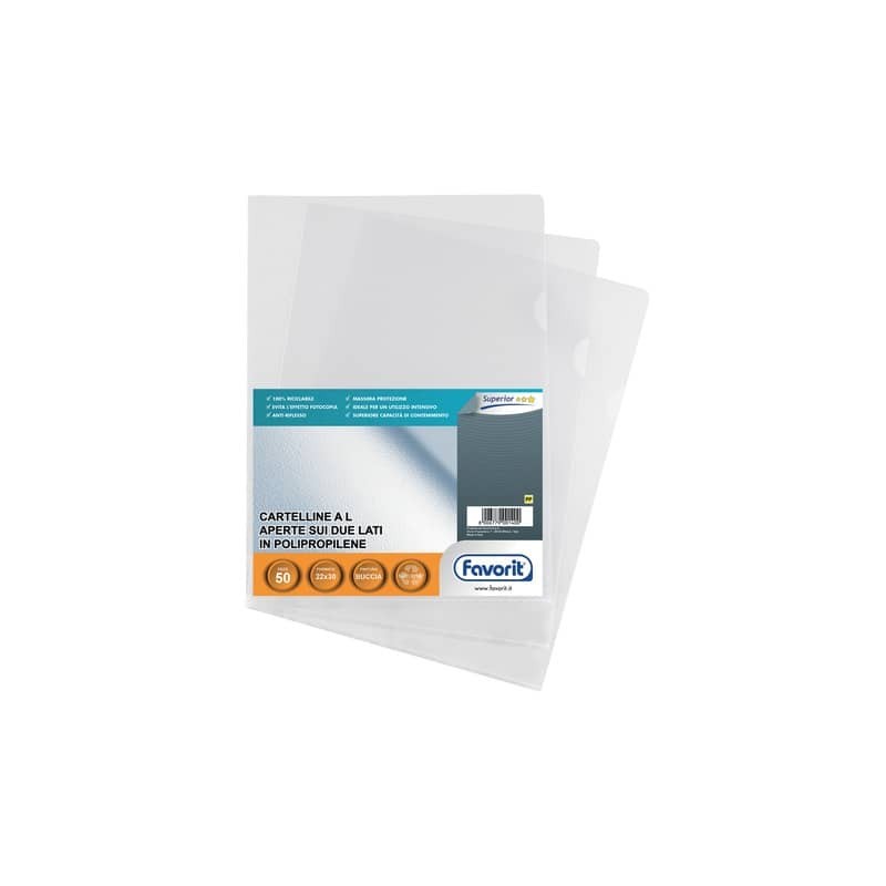 Buste trasp. a L FAVORIT buccia d'arancia superior 22x30 cm conf. da 50 - 100460050