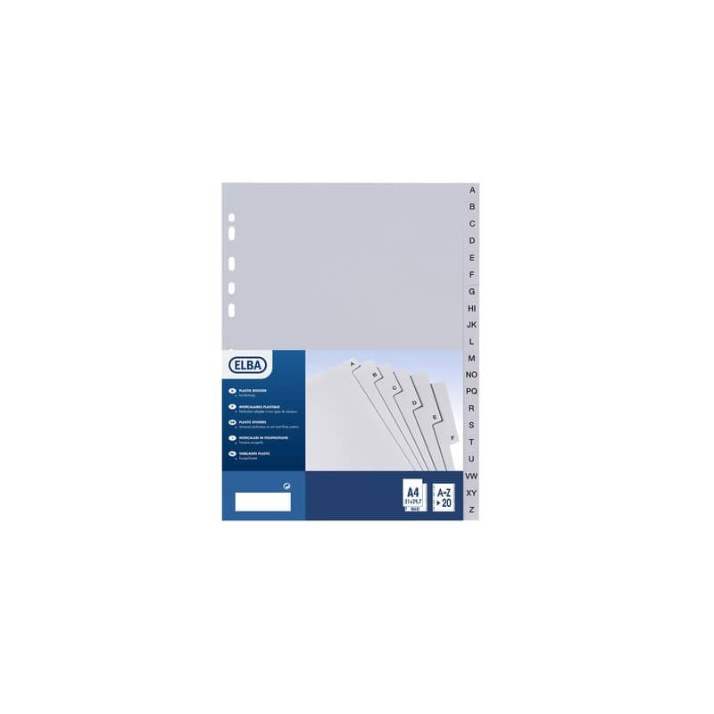 Divisore alfabetico Favorit 20 tacche A-Z 23x30,5 cm grigio 400006685 (Conf.3)