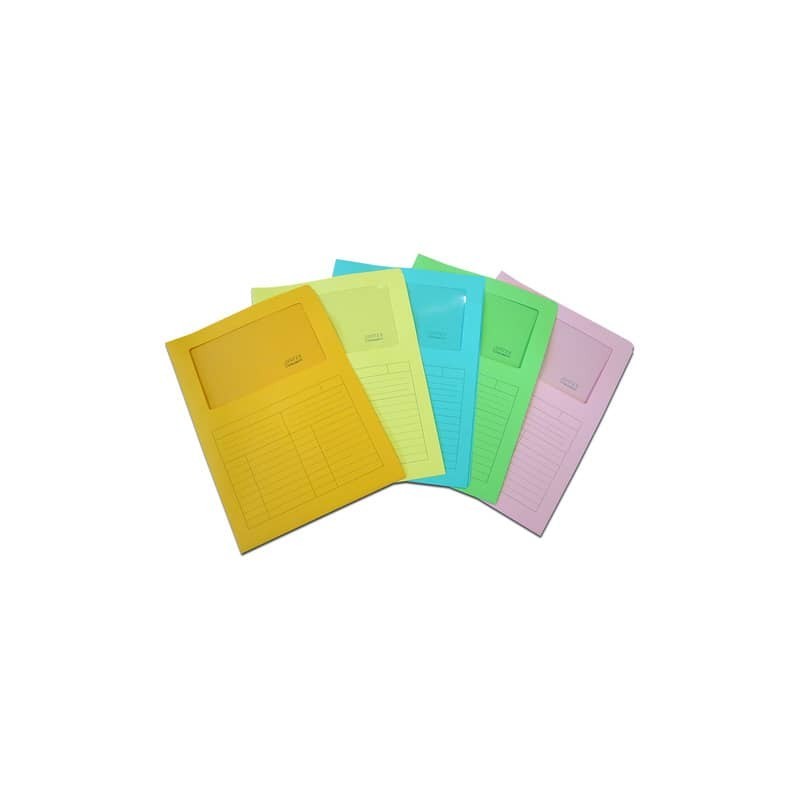 Cartelline con finestra Blasetti SINTEX aperta su due lati carta 120 g/m² 22x31 cm verde  conf. da 50 - 0573