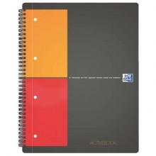 Quaderno spiralato OXFORD International Activebook Maxi A4+ grigio/arancio quadretti 5 mm - 100104329