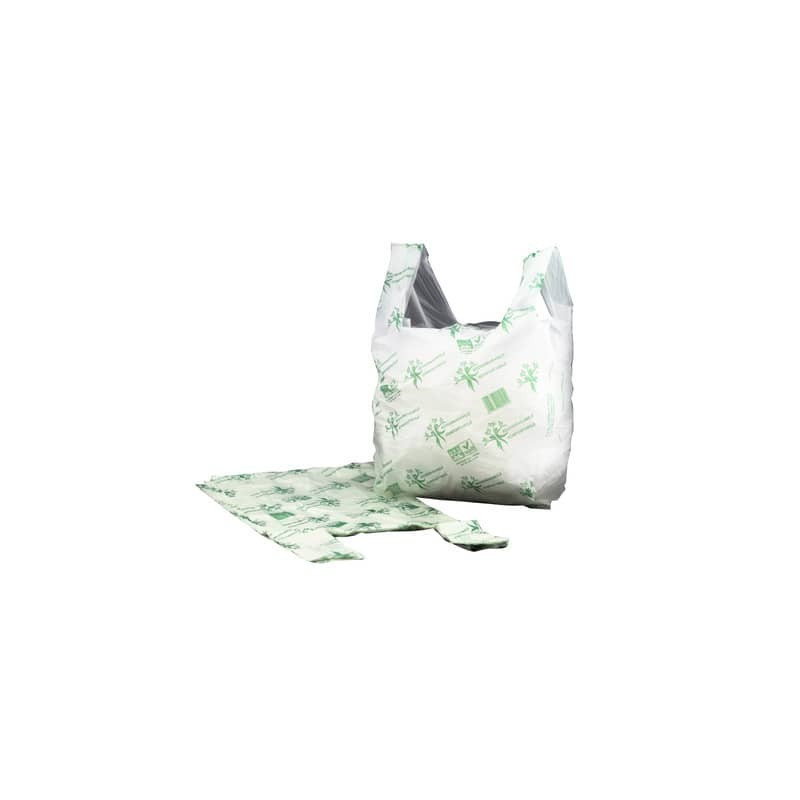 Shopper NESSUNO in mater-bi biodegradabile verde 27+7,5+7,5x50 cm cartone da 500 pz - 21381