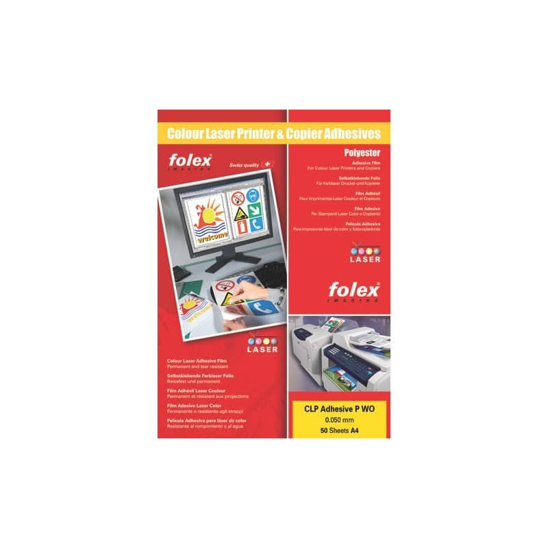 Film adesivo per stampanti laser e copiatrici Folex CLP Adhesive P WO 0,05 mm A4 lucido  Cf. 50 - 2999W.050.44100