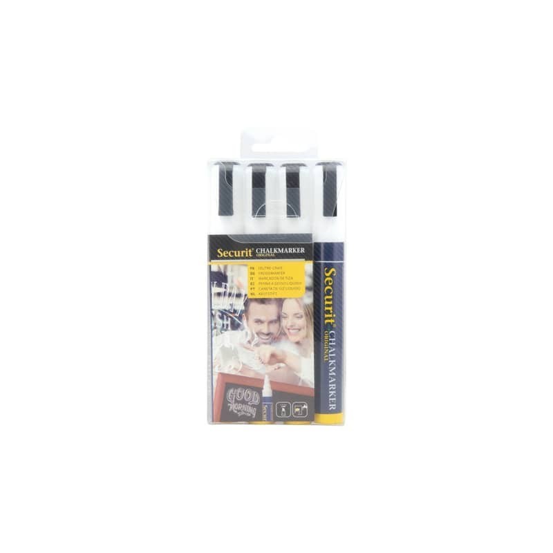 Pennarelli a gesso liquido Securit® a punta media 2-6 mm bianco set da 4 pennarelli - SMA510-V4-WT