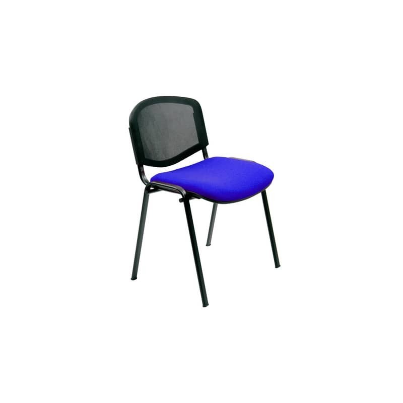 Sedia visitatore 4 gambe Unisit Dado D5N schienale in rete - rivestimento eco blu - Conf. 2 pezzi - D5N/2/EB