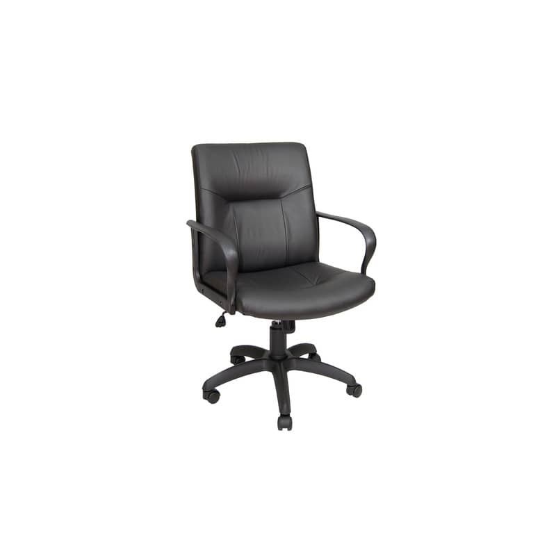 Poltrona direzionale girevole Unisit Eridanus ERD Eco Smart schienale basso - rivestimento pelle nero - ERD/PN
