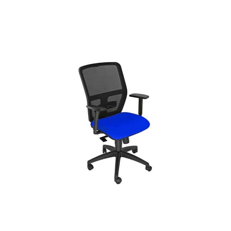 Sedia operativa girevole Unisit Kemper KMA schienale in rete - rivestimento Eco blu - con braccioli - KMA/BRF/EB