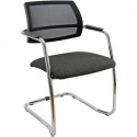 Sedia visitatore con slitta Unisit Lithium LTLTN - schienale in rete nero - rivest. Eco grigio chiaro LTLTN/EI/N
