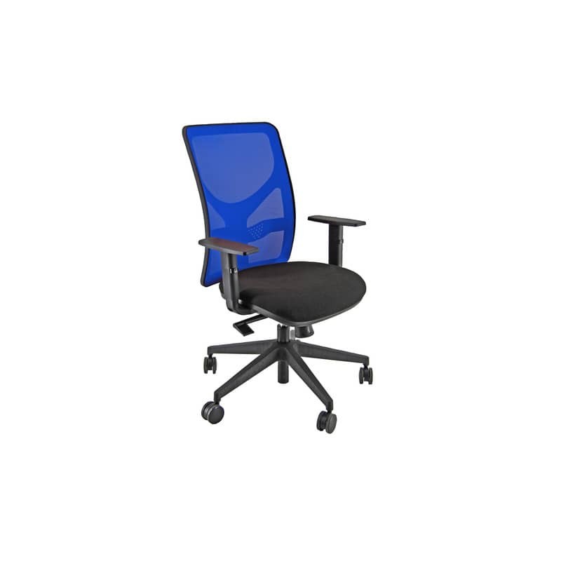 Sedia operativa girevole Unisit Pentagon Y10 PENA schienale in rete blu - rivest. Eco nero - con braccioli - PENA/BRF/EN/B