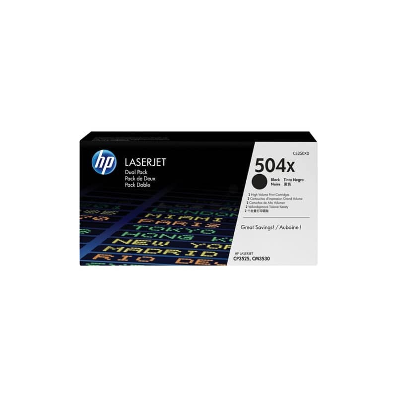 Toner alta capacità 504X HP nero  Conf. 2 - CE250XD