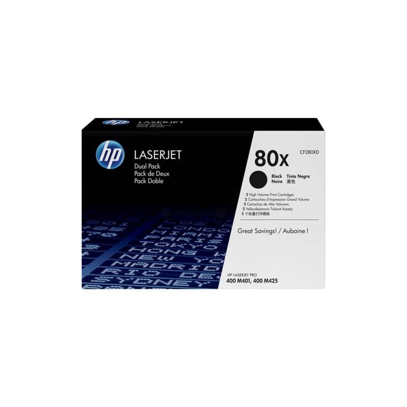 Toner alta capacità 80X HP nero  Conf. 2 - CF280XD